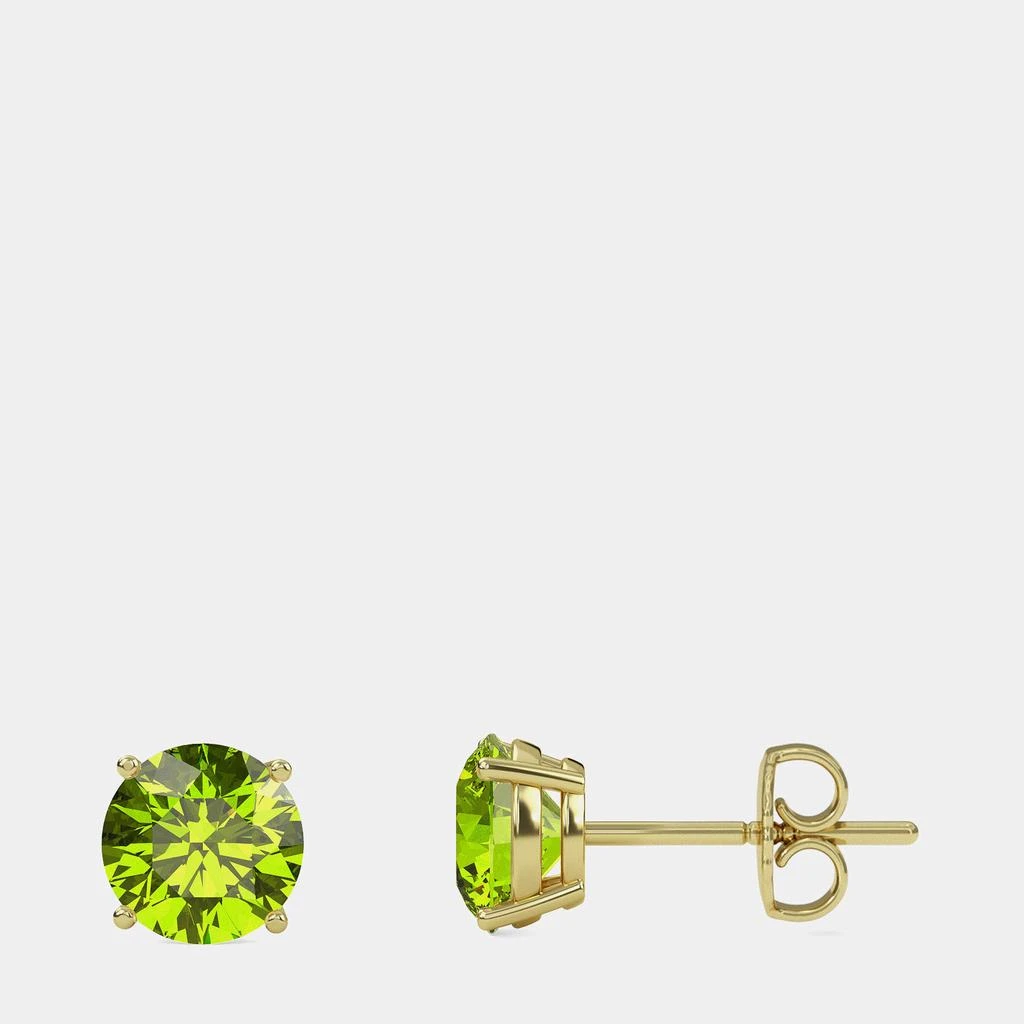 Made By Man 10K Yellow Gold Round Lab Created Peridot Stone Solitaire Earring (2.00 ctw) 2