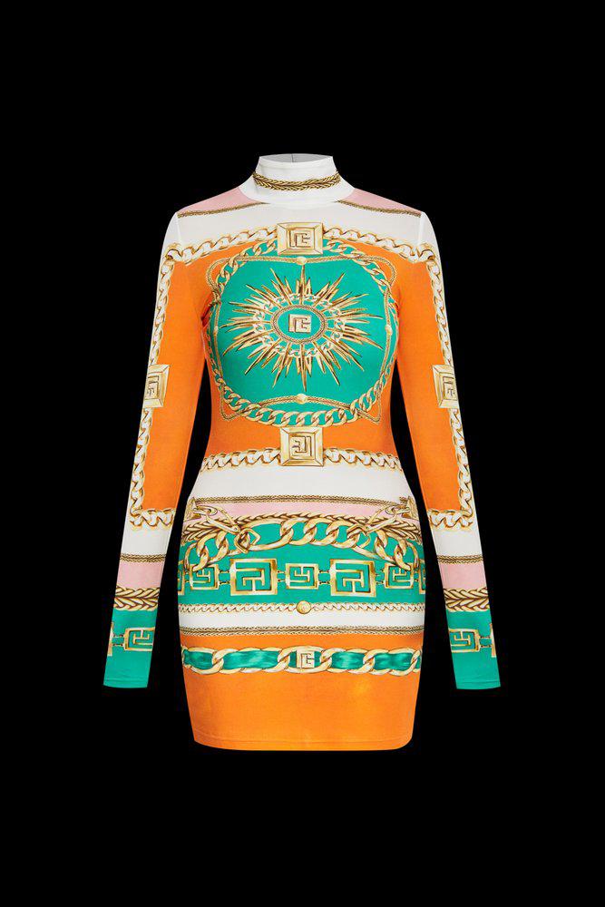 Balmain Balmain Foulard Pattern Short Printed Bodycon Dress