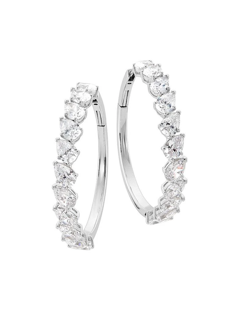 Adriana Orsini Mesmermize Rhodium-Plated & Cubic Zirconia Hoop Earrings 1