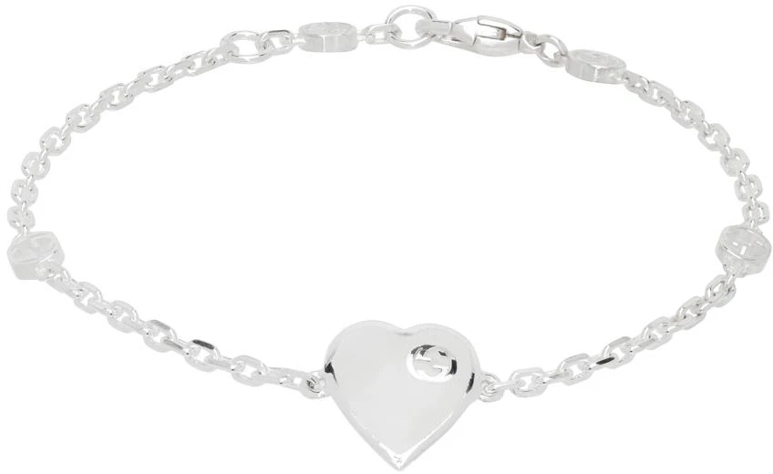 Gucci Silver Heart Interlocking G Bracelet 1