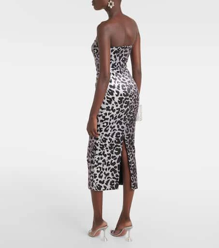 Alex Perry Leopard-print strapless velvet midi dress 3