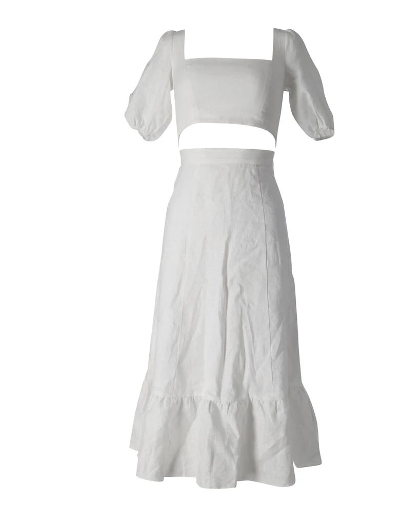 Reformation Yucca Top and Skirt Set in White Linen 2