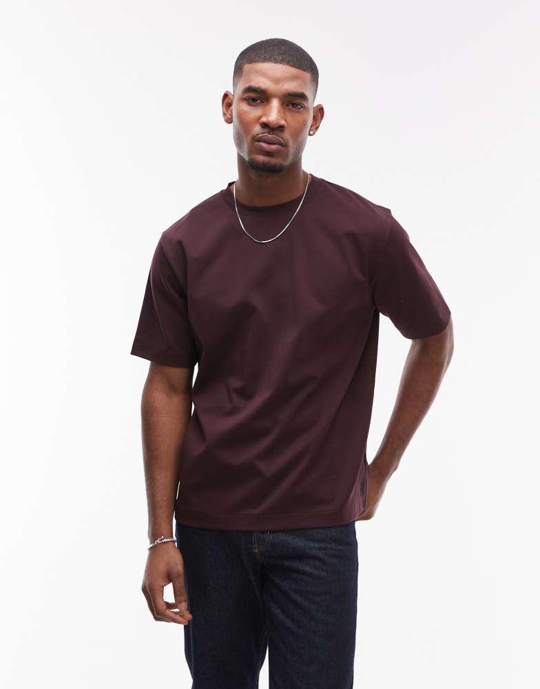 ARKET ARKET  heavy interlock jersey oversized t-shirt in burgundy
