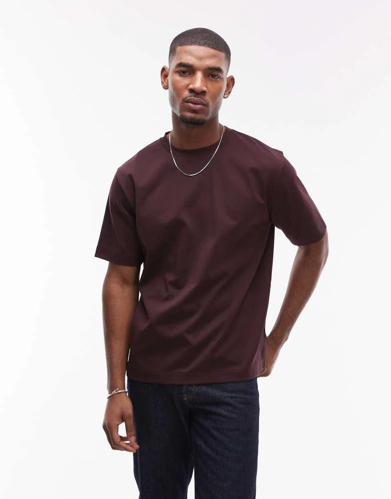 ARKET ARKET  heavy interlock jersey oversized t-shirt in burgundy 1