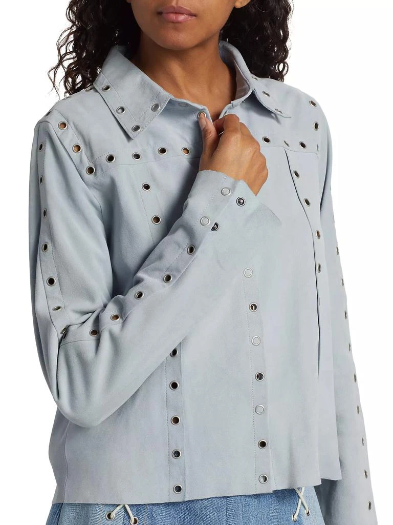 Re/Done Suede Grommet Shirt Jacket 6
