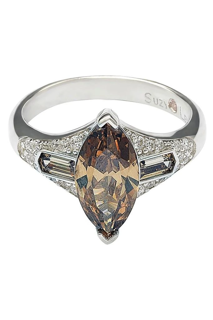 Suzy Levian Sterling Silver Brown CZ Marquise Ring 3