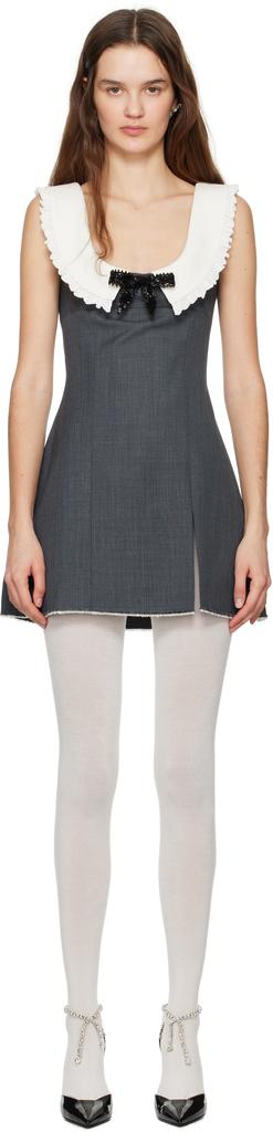 Shushu/Tong Gray Round Neck Sleeveless Minidress
