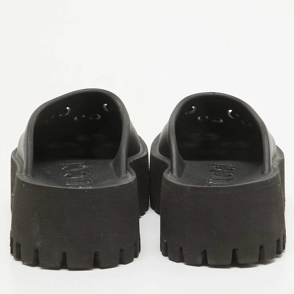 Gucci Gucci Black Perforated GG Rubber Platform Mules Size 37 5
