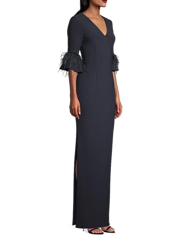 Aidan Mattox Feather-Trim Column Gown 4