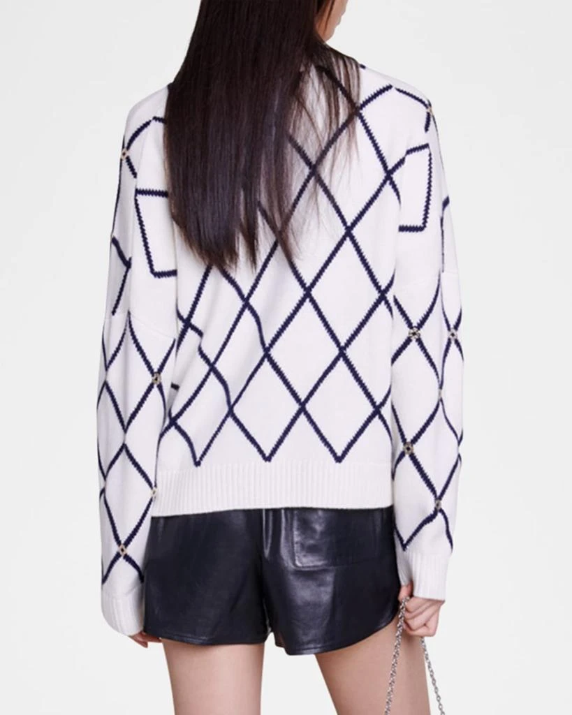 Maje Moove Diamond Jacquard Cardigan 3