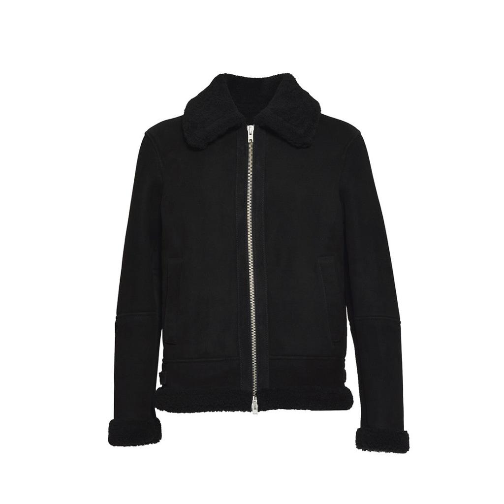 D-FOUR Black Suede Shearling Jacket