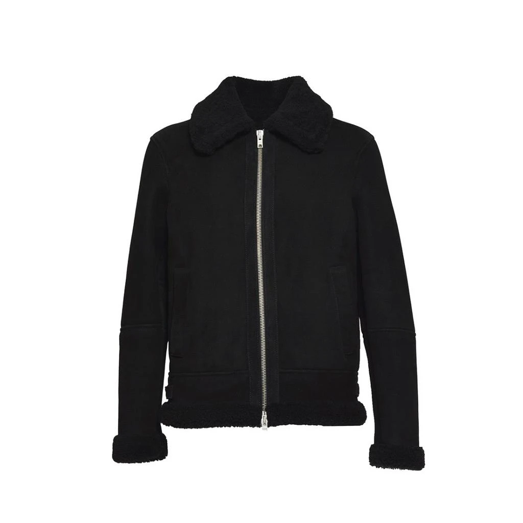 D-FOUR Black Suede Shearling Jacket 1