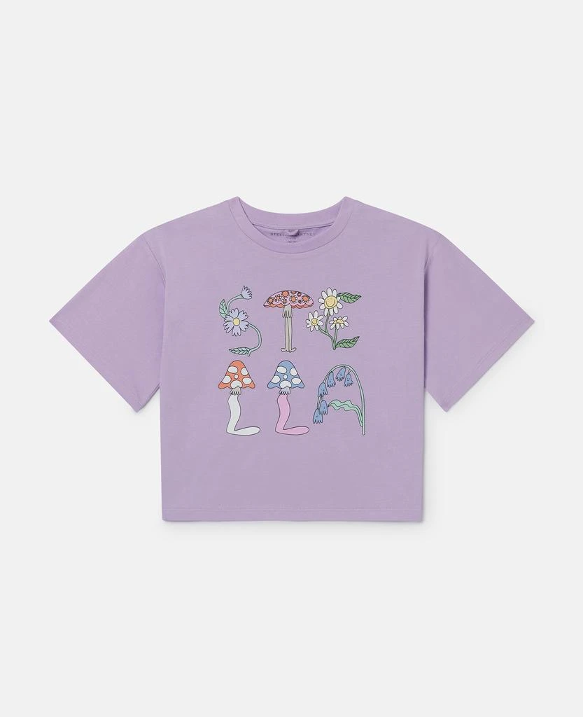 Stella McCartney Stella McCartney - Stella Woodland Lettering Cropped T-Shirt, Purple, Size: 6 1