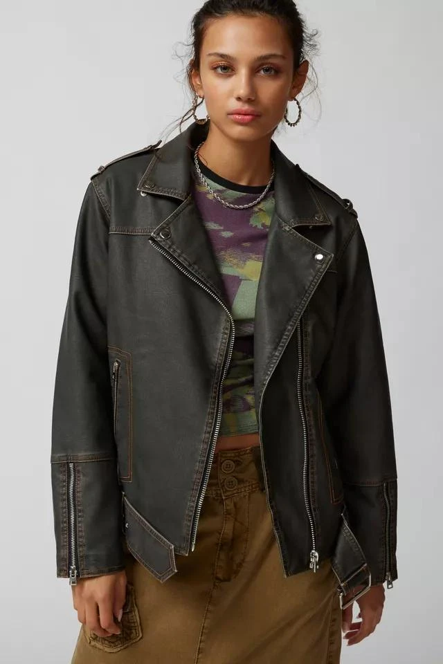 Urban Outfitters UO Geri Distressed Moto Jacket 1