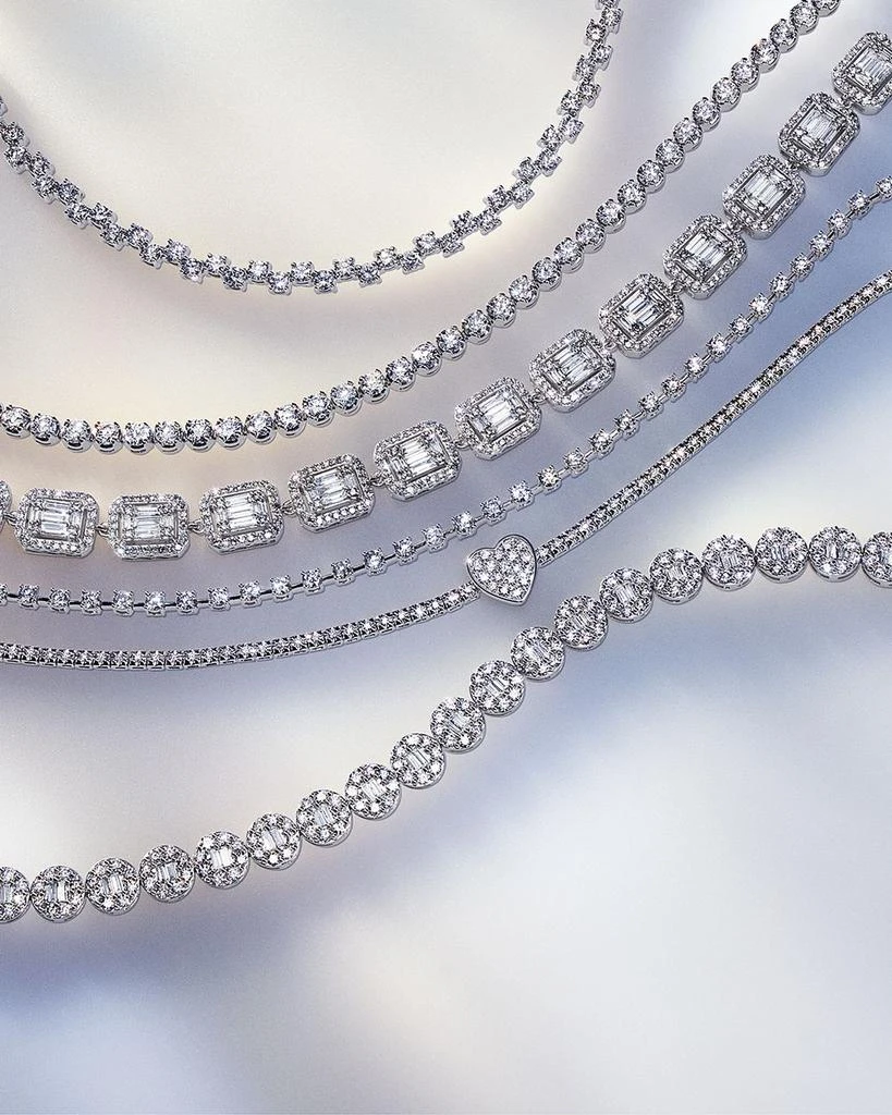 Bloomingdale
s Diamond Round 
Baguette Halo Link Bracelet in 14K White Gold, 5.0 tcw 6