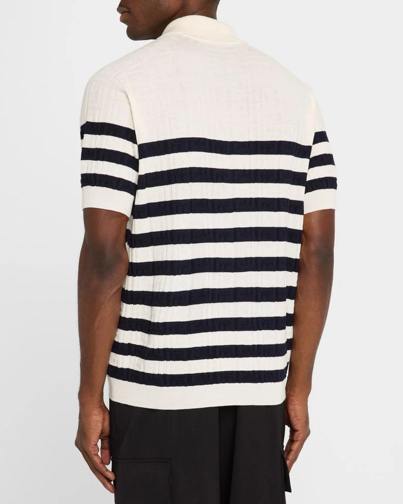 Balmain Men's Monogram Sailor-Stripe Polo Shirt 3