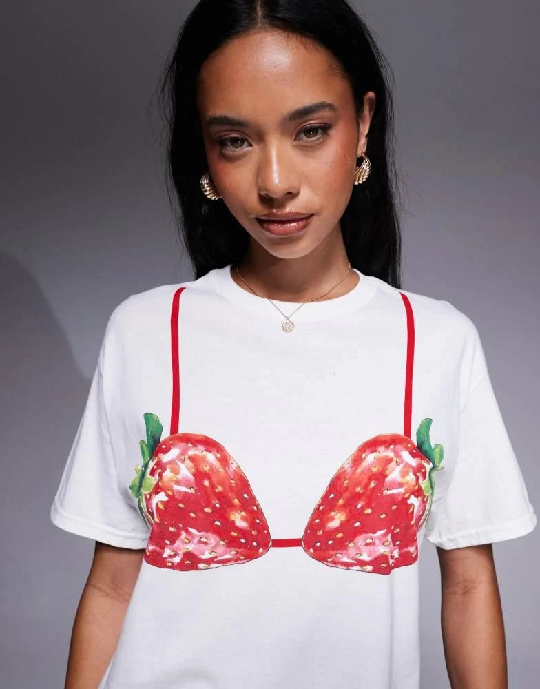 River Island River Island strawberry bikini t-shirt in white 3