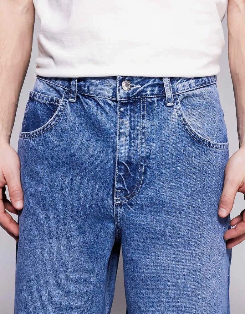 ASOS ASOS DESIGN super baggy jeans with back print in mid wash blue 5