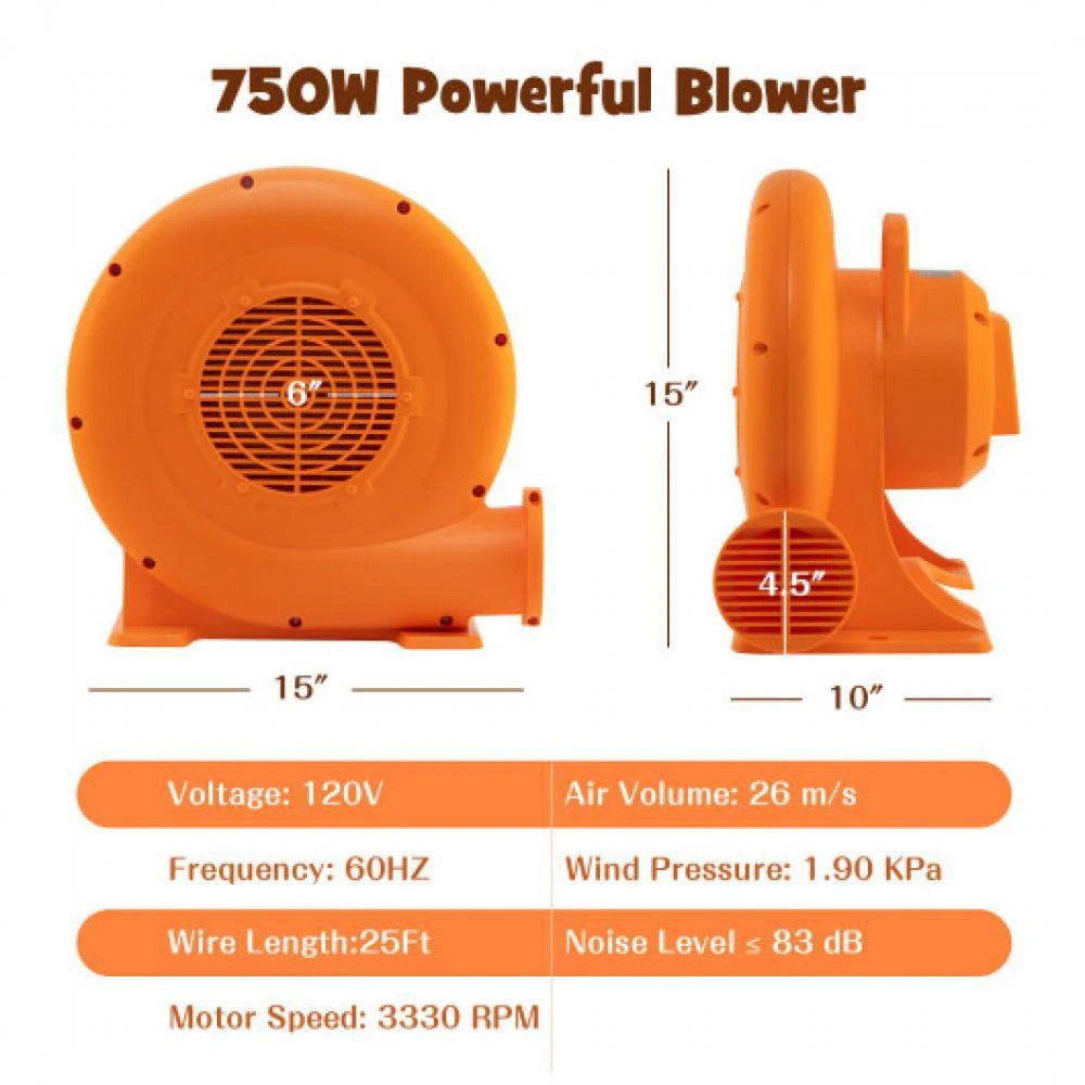 Hivvago 680W Air Blower (1.0HP) for Inflatables with 25 feet Wire and GFCI Plug 4