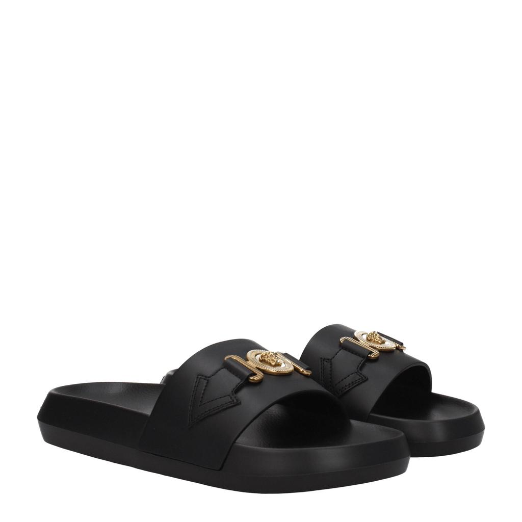 Versace Versace Black Leather Slipper