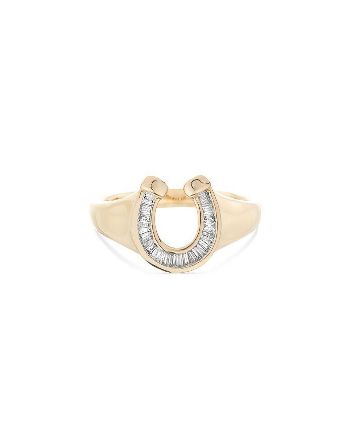 Adina Reyter 14K Yellow Gold Diamond Baguette Horseshoe Ring