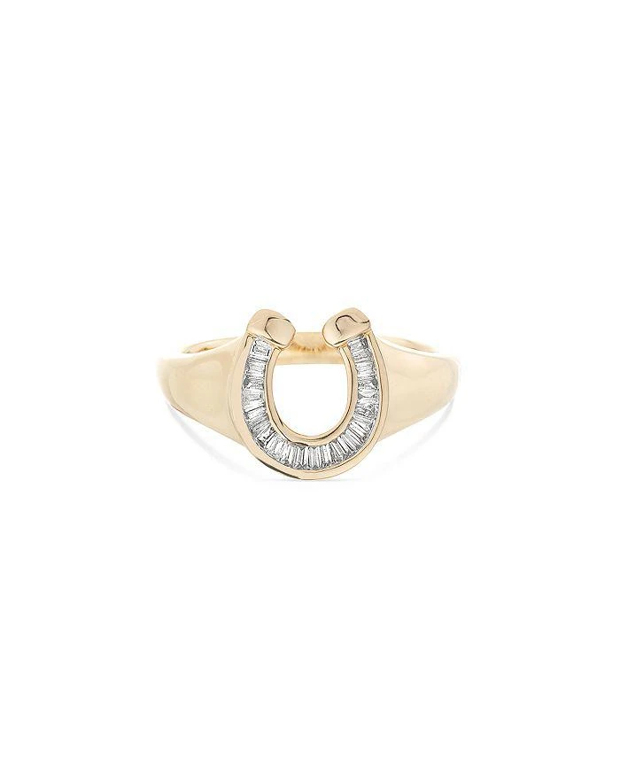 Adina Reyter 14K Yellow Gold Diamond Baguette Horseshoe Ring 1