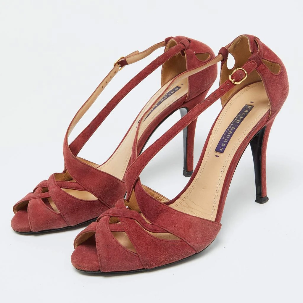 Ralph Lauren Ralph Lauren Rust Red Suede Arianna Peep Toe Sandals Size 39 2