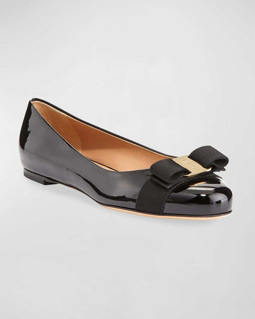 Salvatore Ferragamo Varina Patent Leather Bow Ballerina Flats 2