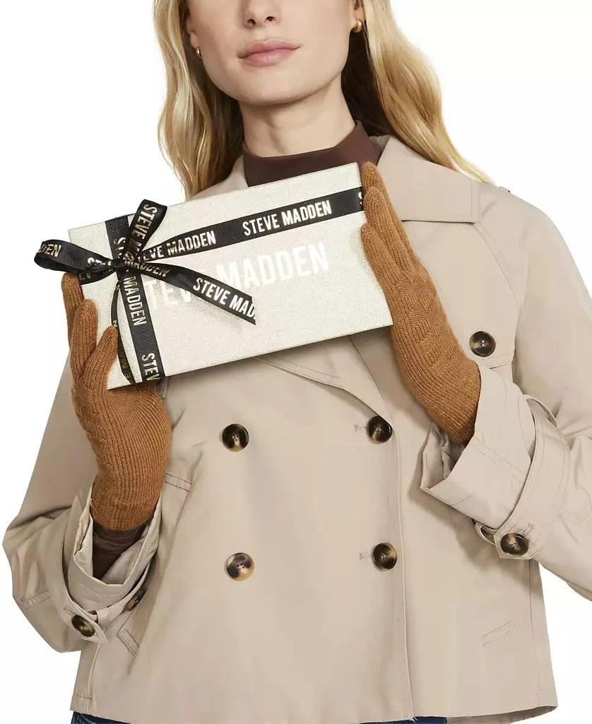 Steve Madden Women's 3-Pc. Basketweave Knit Gloves Boxed Gift Set 3