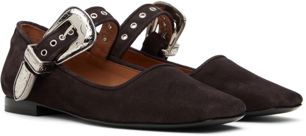Toga Pulla SSENSE Exclusive Brown Mary Jane Buckle Ballerina Flats 4