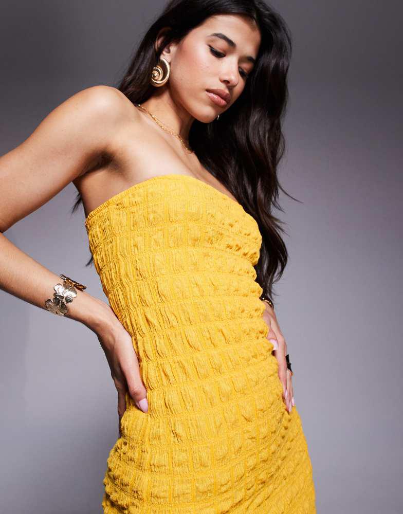 River Island River Island textured bandeau dress in yellow