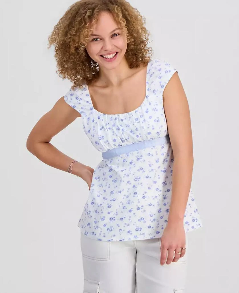 Sincerely Jules Juniors
 Ribbon-Trim Babydoll Top