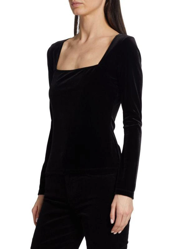 L'Agence Kinley Velvet Square Neck Top 3
