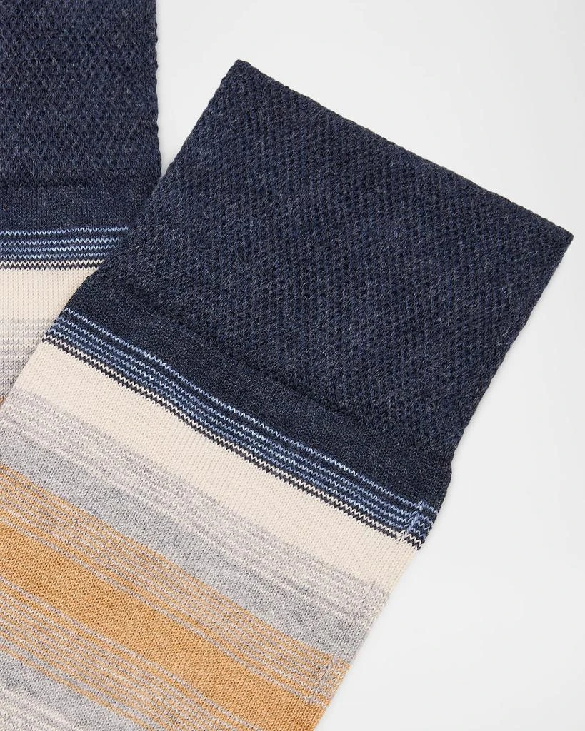 Marcoliani Men
s Degrade Stripe Cotton Crew Socks 2