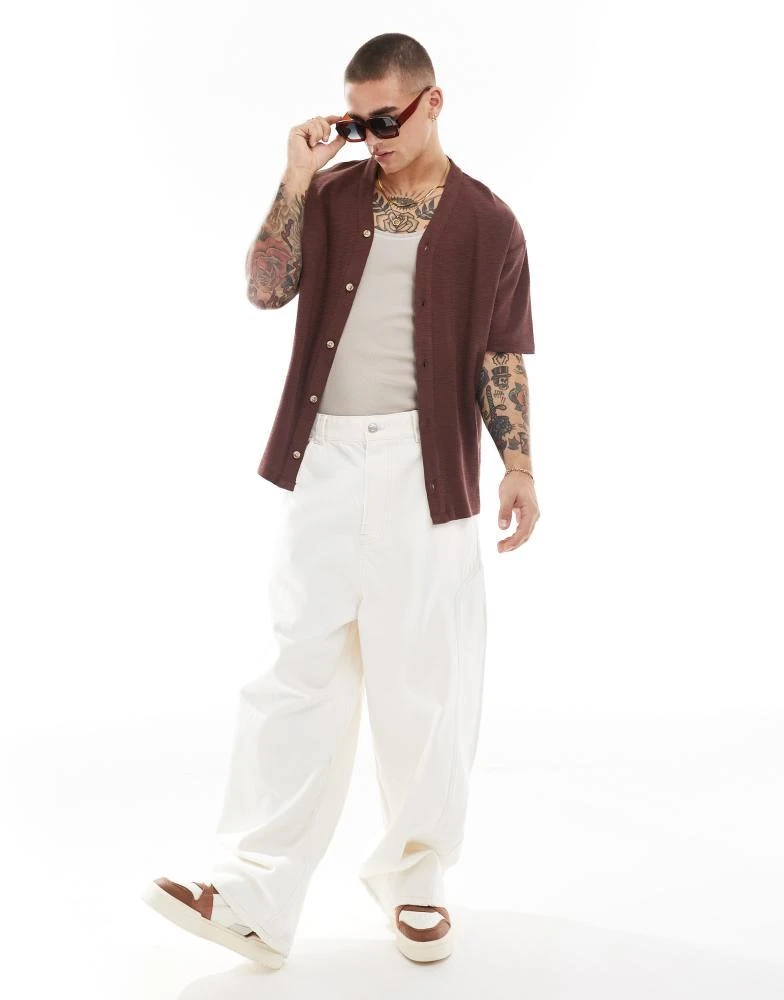 ASOS ASOS DESIGN waffle baseball t-shirt in brown 1