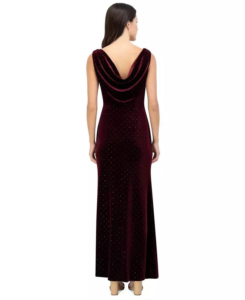 Eliza J Women's Embellished Cowlneck Sleeveless Velvet Gown