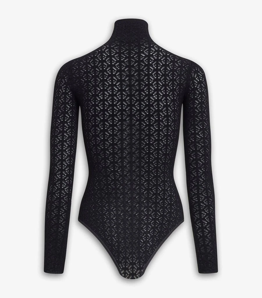 Alaïa Lace-Knit High-Neck Bodysuit 2