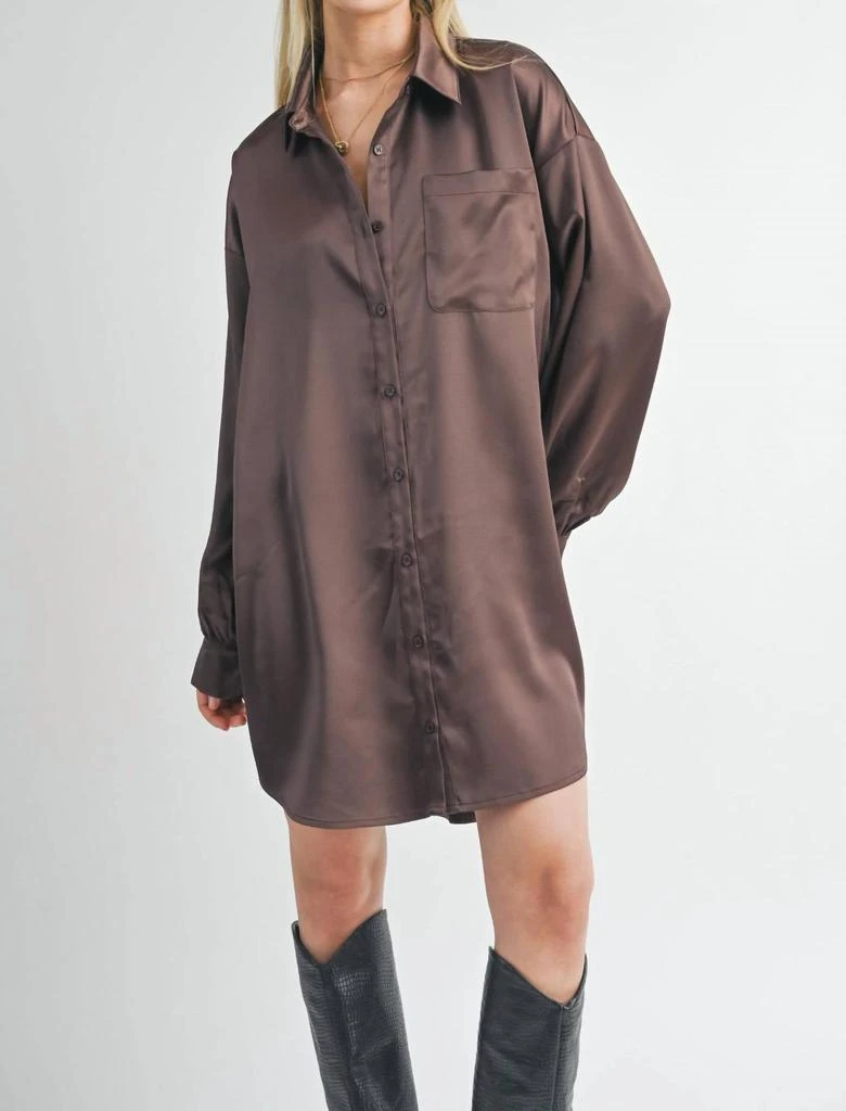 SAGE THE LABEL Sage The Label - Collared Oversized Shirt Dress 1