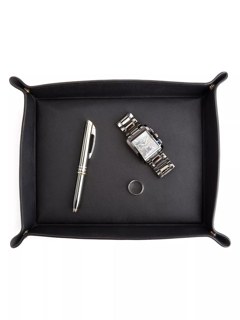 Royce New York Large Leather Catchall Valet Tray