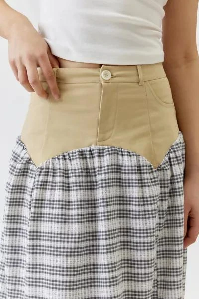 Daisy Street Daisy Street Spliced Checkered Frill Maxi Skirt 2
