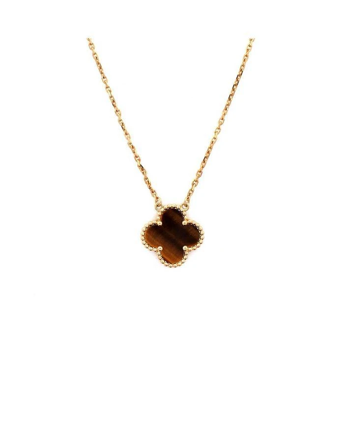 Pre-Owned Van Cleef 
Arpels Vintage Alhambra Pendant Necklace 18K Gold and Tiger Eye, 16.5"