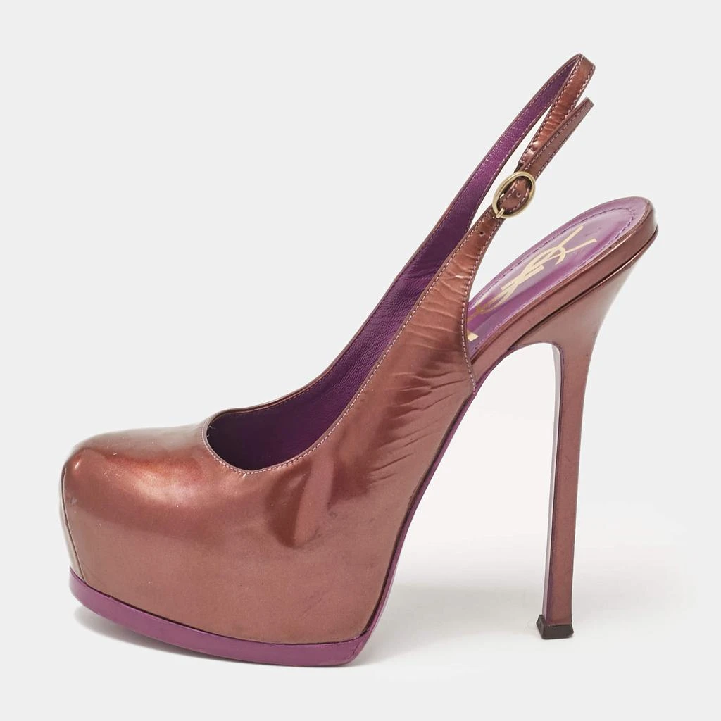 Yves Saint Laurent Yves Saint Laurent Purple Patent Leather Tribtoo Slingback Pumps Size 37 1
