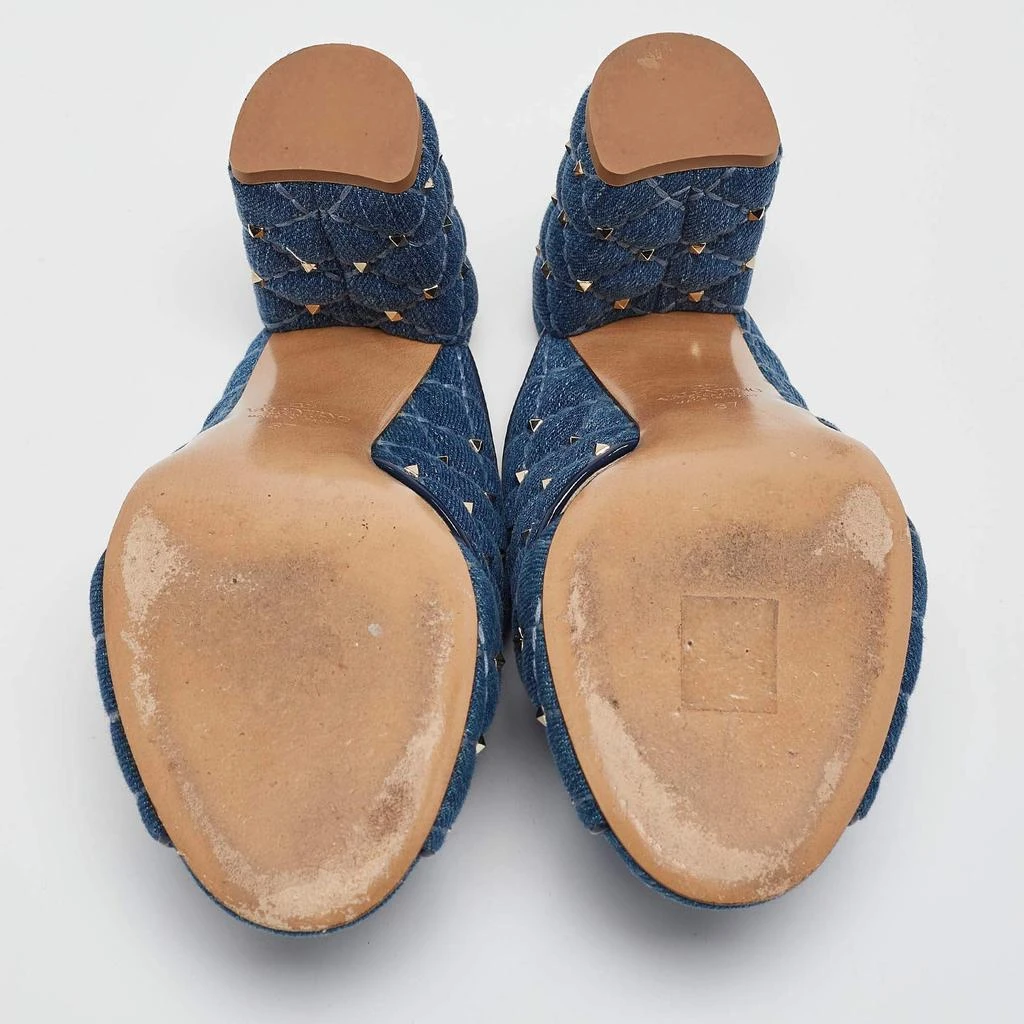 Valentino Valentino Blue Denim Rockstud Block Heel Mules Size 37 6