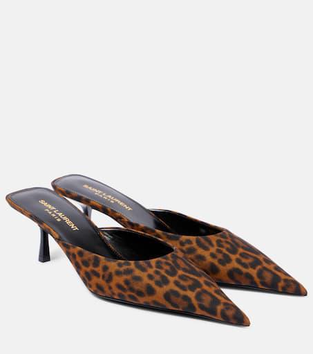 【送料込】Saint Laurent_55 leopard-print grosgrain sandals Jaspe 55 leopard-print grosgrain sandals in brown - Saint