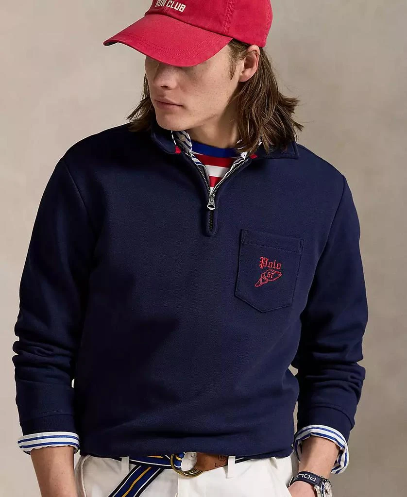 Ralph Lauren Men's Double-Knit Mesh Collared Sweatshirt 3
