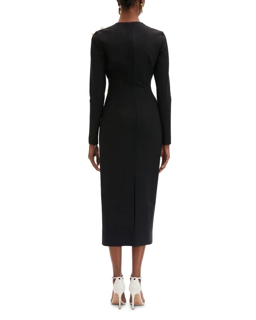 Oscar de la Renta Orchid Embroidered Long Sleeve Dress 3