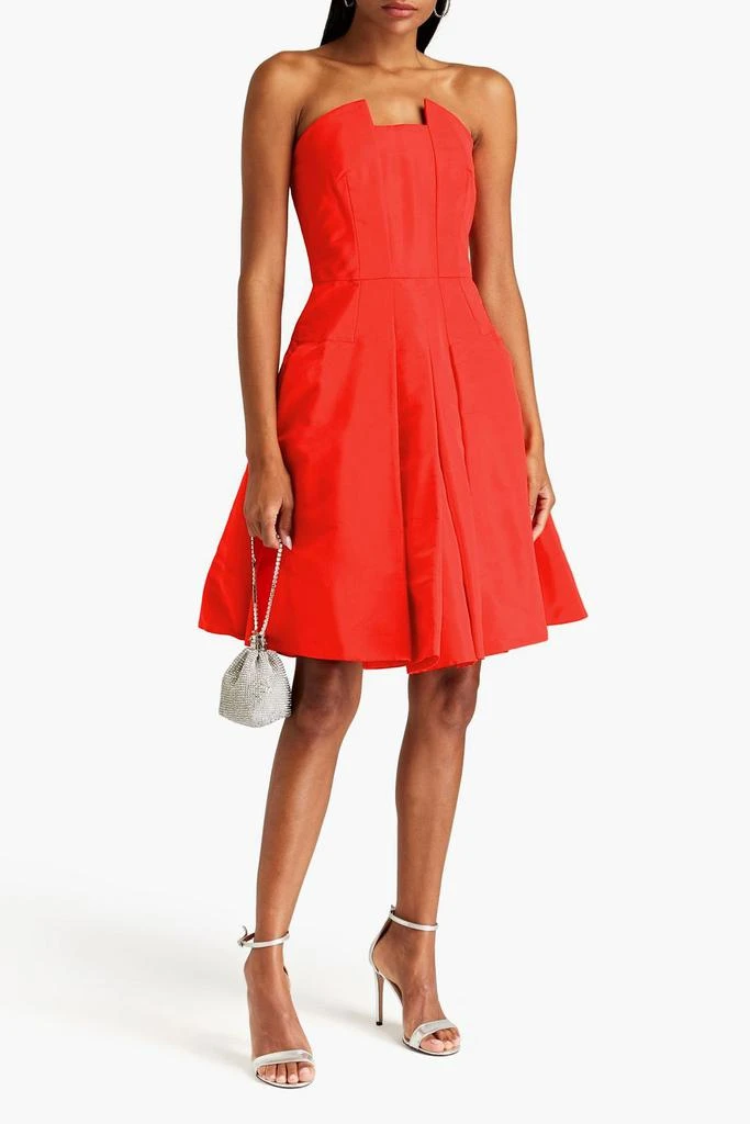 Oscar de la Renta Strapless pleated silk-faille dress 2