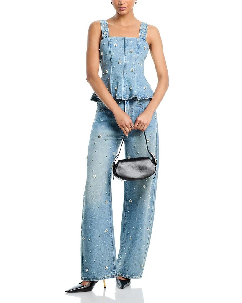 Steve Madden Fianna Embellished High Rise Barrel Jeans in Coastal Blue 2