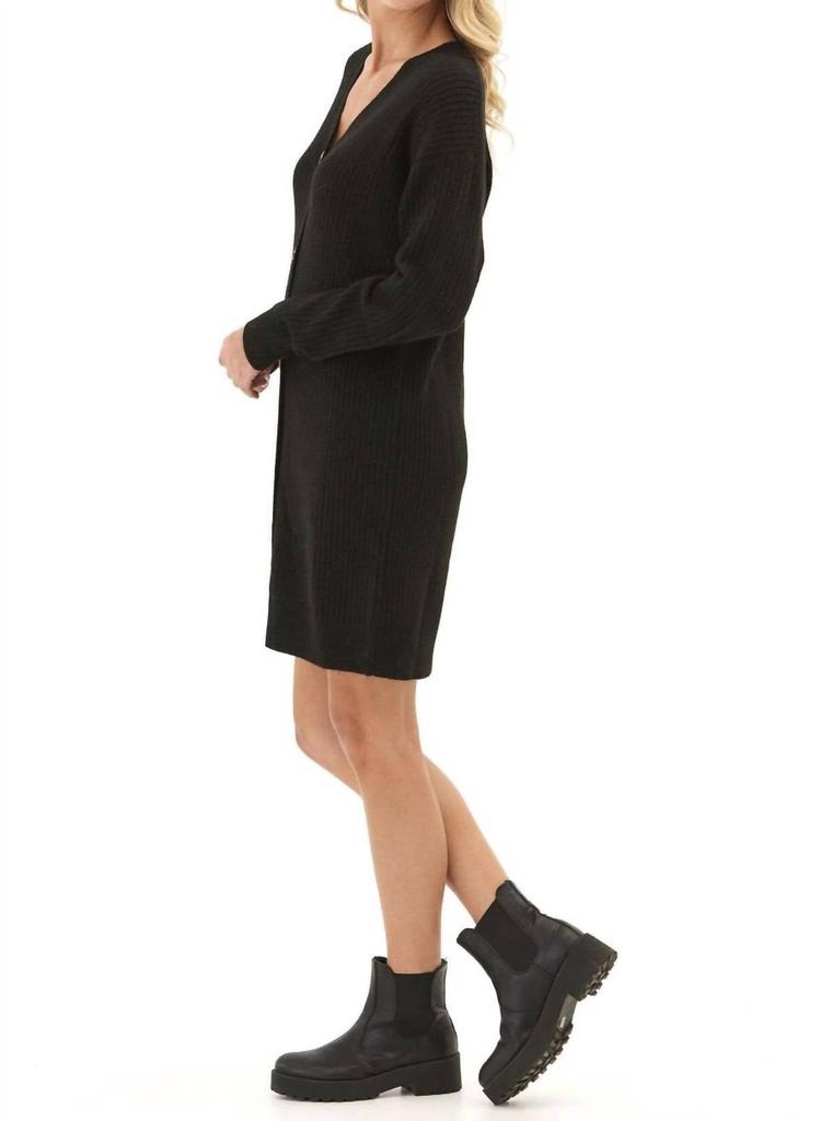 Threads for Thought Lilianna Cozy Rib Cardigan Sweater Dress In Black