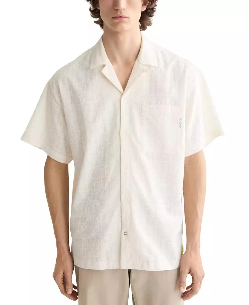 Scotch & Soda Men's Relaxed Fit Short Sleeve Cross Hatch Button-Front Camp Shirt 1